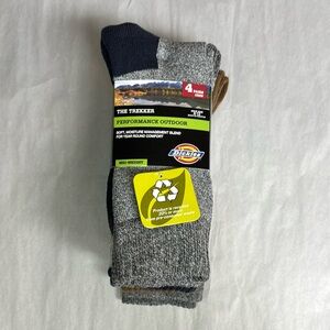 New Dickies Socks Men’s 4 Pair Performance Outdoor Mid-Weight Casual Socks Gray